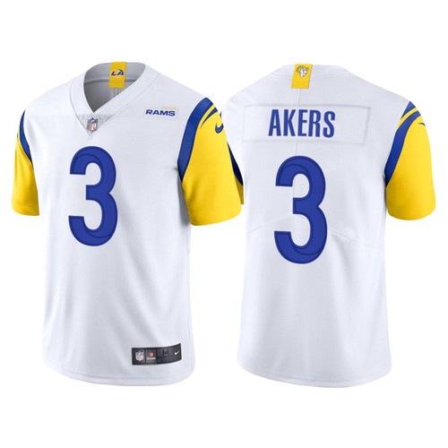 2021 Los Angeles Rams #3 Cam Akers Modern Throwback Mens Custom White Game Stitched Jersey
